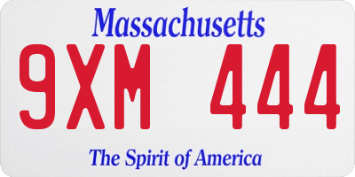 MA license plate 9XM444
