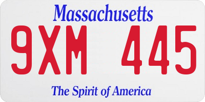 MA license plate 9XM445