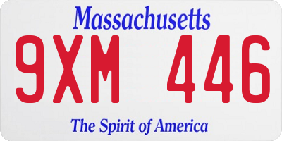 MA license plate 9XM446