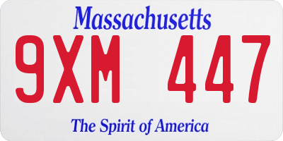 MA license plate 9XM447
