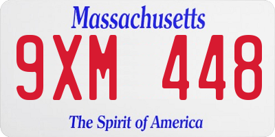 MA license plate 9XM448