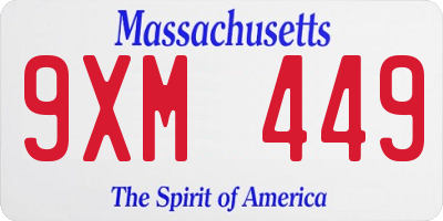 MA license plate 9XM449