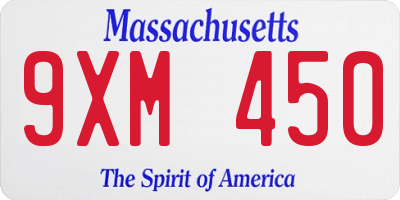 MA license plate 9XM450