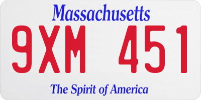 MA license plate 9XM451