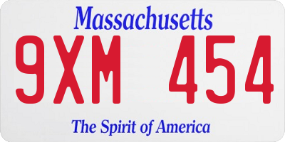MA license plate 9XM454