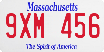 MA license plate 9XM456