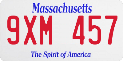 MA license plate 9XM457
