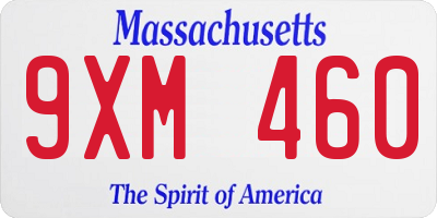 MA license plate 9XM460