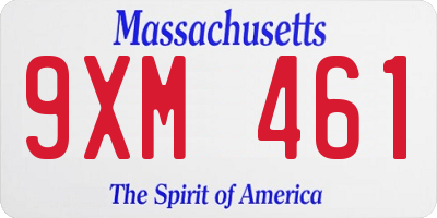 MA license plate 9XM461