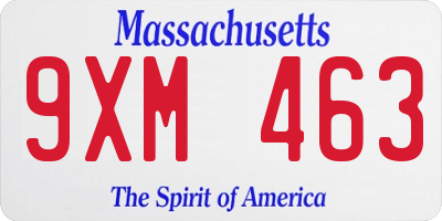 MA license plate 9XM463