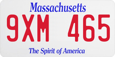 MA license plate 9XM465