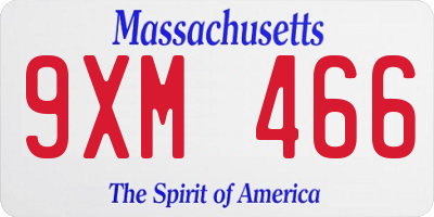 MA license plate 9XM466