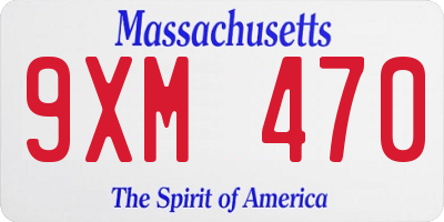 MA license plate 9XM470