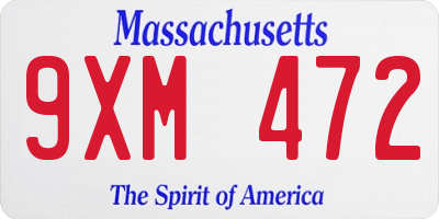 MA license plate 9XM472