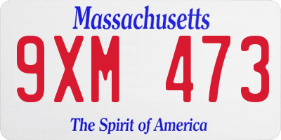 MA license plate 9XM473