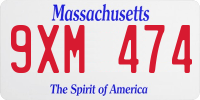 MA license plate 9XM474
