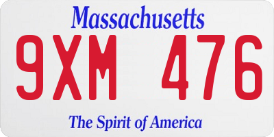 MA license plate 9XM476