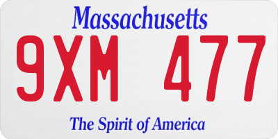 MA license plate 9XM477