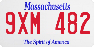 MA license plate 9XM482