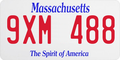 MA license plate 9XM488