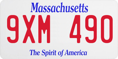 MA license plate 9XM490