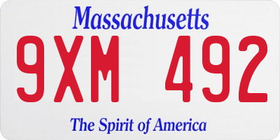 MA license plate 9XM492