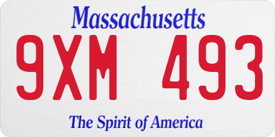 MA license plate 9XM493