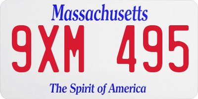 MA license plate 9XM495