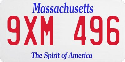 MA license plate 9XM496