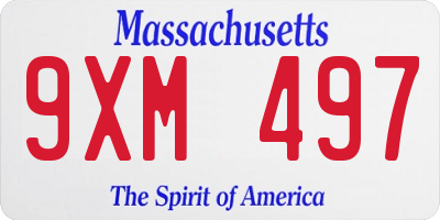 MA license plate 9XM497