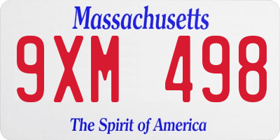 MA license plate 9XM498