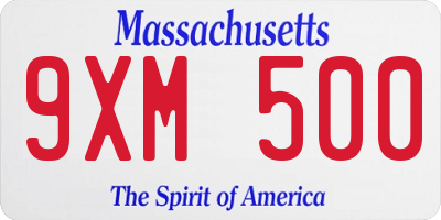 MA license plate 9XM500