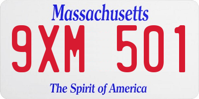 MA license plate 9XM501