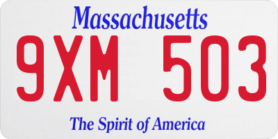 MA license plate 9XM503
