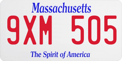 MA license plate 9XM505