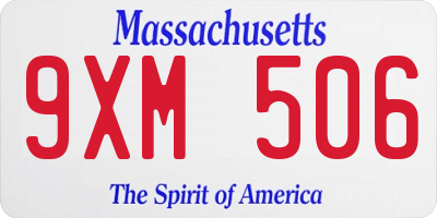 MA license plate 9XM506