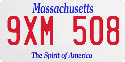 MA license plate 9XM508