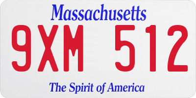 MA license plate 9XM512