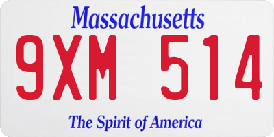 MA license plate 9XM514