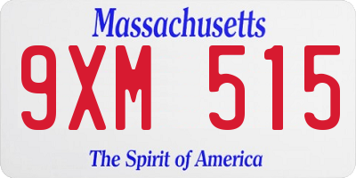 MA license plate 9XM515
