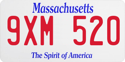 MA license plate 9XM520