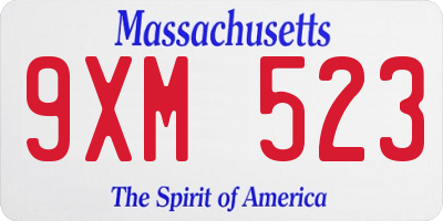 MA license plate 9XM523