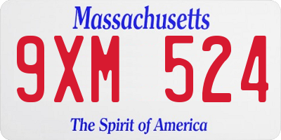MA license plate 9XM524
