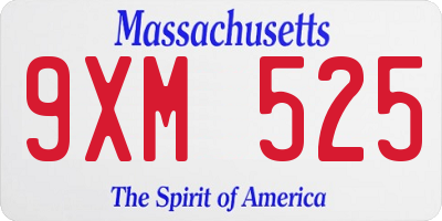 MA license plate 9XM525