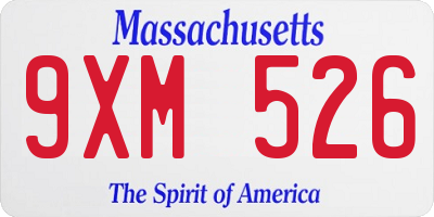 MA license plate 9XM526