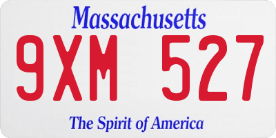 MA license plate 9XM527
