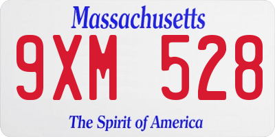 MA license plate 9XM528