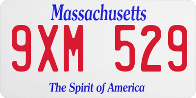 MA license plate 9XM529