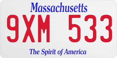 MA license plate 9XM533