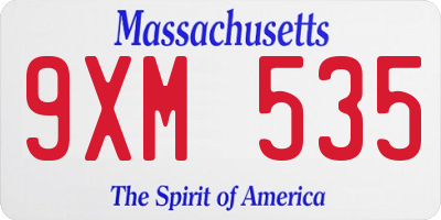 MA license plate 9XM535